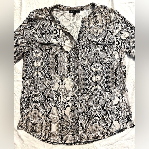 INC International Concepts Animal Print Zip Detail Shirt Women's Top Size XXL - Picture 4 of 16